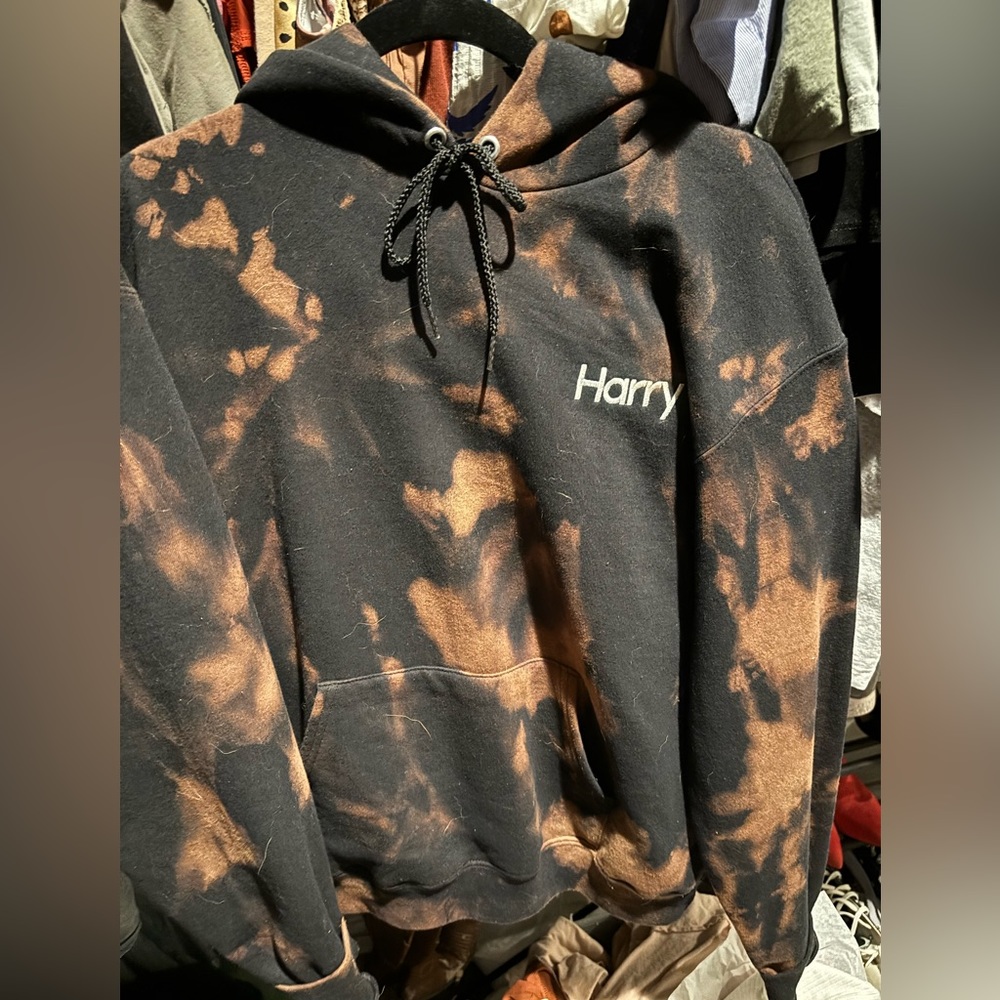 Custom bleach dye Harry Styles treat people with kindness hoodie